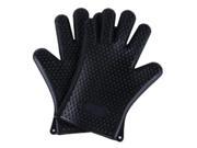 THZY Two Barbecue Heat Resistant Silicone Gloves Oven Kitchen Grill BBQ Cooking Mitts Black