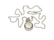 SODIAL Silver Quartz Butterfly Arabic numerals Pocket Watch with Vintage Necklace