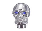 SODIAL Universal Chrome Skull Car Manual Gear Stick Shift Shifter Knob Lever Blue LED