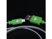 SODIAL Micro USB Charging Data Cable for Samsung HTC LG Uno With Visible LED Light Green