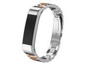SODIAL Stainless Steel Watch Band Fitness Tracker Wrist Strap For Fitbit Alta Bracelet Sliver + Rose Gold