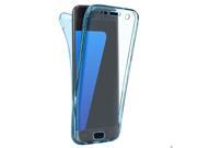 SODIAL 360 Degree Mobile Phone Case Cover Protective Case TPU Case Front + Back for Samsung Galaxy S7 Edge Transparent blue