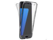 SODIAL 360 Degree Mobile Phone Case Cover Protective Case TPU Case Front + Back for Samsung Galaxy S7 Edge Transparent black
