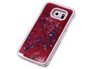 SODIAL Luxury Transparent Liquid Quicksand Shiny Glitter Star Case for Samsung Galaxy S7 Edge Red