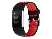 SODIAL Smart Band Strap Bracelet Multi-hole Replacement Strap for FitBit Charge 2 red