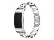 SODIAL Stainless Steel Bracelet Smart Watch Band Strap For Fitbit Charge 2 silver