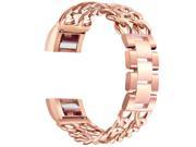 SODIAL Chain Links Bands for Fitbit Charge 2 Stainless Steel Replacement Bracelet Rose Gold Large