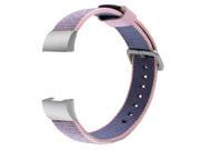 SODIAL Woven Nylon Replacement Watch Bands for Fitbit Charge 2 Light Pink Midnight Blue