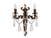 Versailles Collection 3 light Antique Bronze Finish and Clear Crystal Wall Sconce Light
