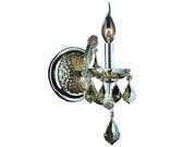 Lyre Collection 1 light Chrome Finish and Golden Teak Crystal Candle Wall Sconce Light