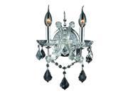 Lyre Collection 2 light Chrome Finish and Clear Crystal Candle Wall Sconce Light