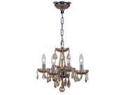 Clarion Collection 4 light Chrome Finish and Amber Crystal Chandelier