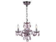 Clarion Collection 4 light Chrome Finish and Pink Crystal Chandelier