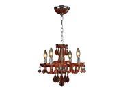 Clarion Collection 4 light Chrome Finish and Coral Red Crystal Chandelier