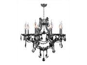 Lyre Collection 8 Light Chrome Finish and Smoke Crystal Chandelier