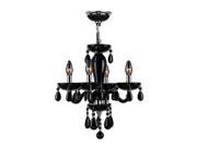 Gatsby Collection 4 light Chrome Finish and Black Hand blown Glass Chandelier