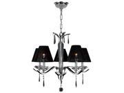 Gatsby Collection 5 light Arm Chrome Finish and Clear Crystal Chandelier with Black String Shade