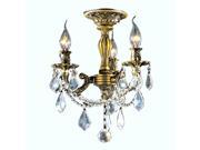 Windsor Collection 3 light Antique Bronze Finish and Clear Crystal Cast Brass Semi Flush Mount Ceiling Light
