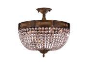 Winchester Collection 6 Light Antique Bronze Finish and Clear Crystal Semi Flush Mount Ceiling Light