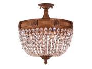 Winchester Collection 4 Light French Gold Finish and Clear Crystal Semi Flush Mount Ceiling Light