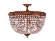 Winchester Collection 9 Light French Gold Finish and Clear Crystal Semi Flush Mount Ceiling Light