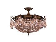 Winchester Collection 4 light Antique Bronze Finish and Golden Teak Crystal Semi Flush Mount Ceiling Light