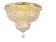 Empire Collection 10 light Gold Finish and Clear Crystal Flush Mount Ceiling Light