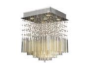 Torrent Collection 5 light Chrome Finish and Golden Teak Crystal Flush Mount Ceiling Light