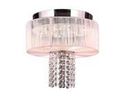 Alice Collection 5 Light Chrome Finish and Clear Crystal LED Flush Mount Ceiling Light with White String Shade