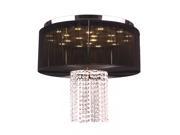 Alice Collection 9 Light Chrome Finish and Clear Crystal LED Flush Mount Ceiling Light with Black String Shade