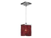 Prism Collection 1 light Chrome Finish and Red Crystal Mini Pendant Light