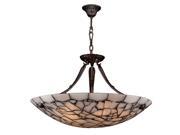 Pompeii Collection 5 light Flemish Brass Finish and Natural Quartz Bowl Pendant Light