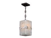 Pompeii Collection 1 light Flemish Brass Finish and Natural Quartz Square Mini Pendant Light