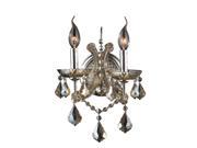 Lyre Collection 2 light Chrome Finish and Black Crystal Candle Wall Sconce Light