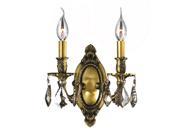 Windsor Collection 2 light Antique Bronze Finish with Clear Crystal Wall Sconce