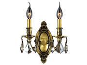 Windsor Collection 2 light Antique Bronze Finish with Golden Teak Crystal Wall Sconce