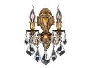 Versailles Collection 2 light Antique Bronze Finish and Clear Crystal Wall Sconce Light
