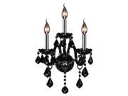 Provence Collection 3 light Chrome Finish and Black Crystal Candle Wall Sconce Light