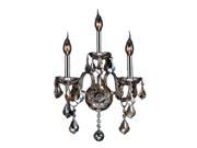 Provence Collection 3 light Chrome Finish and Golden Teak Crystal Candle Wall Sconce Light