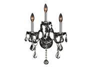 Provence Collection 3 light Chrome Finish and Smoke Crystal Candle Wall Sconce Light