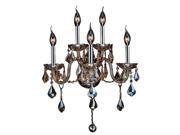 Provence Collection 5 light Chrome Finish and Amber Crystal Candle Wall Sconce Light
