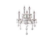 Provence Collection 5 light Chrome Finish and White Crystal Candle Wall Sconce Light