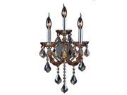Lyre Collection 3 light Chrome Finish and Amber Crystal Candle Wall Sconce Light
