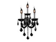 Lyre Collection 3 light Chrome Finish and Black Crystal Candle Wall Sconce Light