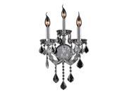 Lyre Collection 3 light Chrome Finish and Clear Crystal Candle Wall Sconce Light