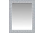 Two Toned Brushed Silver Flat Front Small Wall Mirror Portrait Size 19.5 X 23.5