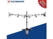 Fleximounts Great Silver Finish Desk Mount with Double Extended Swivel Arms for 10 27 Computer Monitors
