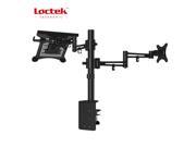 Loctek D2DL 2 in 1 Dual Monitor Arm Desk Laptop Notebook Mount Stands Fits Most 10 27 inches Lcd srceens and 11 15.6 inches laptop notebook
