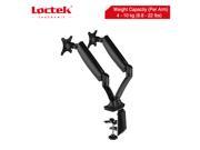 Loctek Height Adjustable Dual Arm Desk Monitor Mount Spring Gas LCD Arm for 10 27 inch monitor Samsung dell asus acer hp aoc Led Heavy Duty Dual Arm with USB P