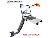 FLEXIMOUNTS 2 in 1 M10 Full Motion Laptop Wall Mount LCD Arm for Most 11 15.6 Inch Laptop Notebook Tray Included or 10 24 Inch Computer LCDs Swing Gas Spring